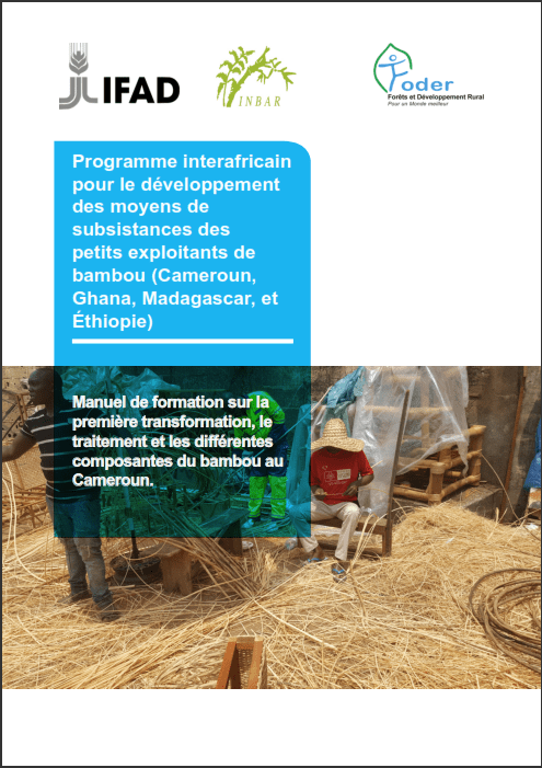 Lire la suite à propos de l’article Programme interafricain pour le développement des moyens de subsistances des petits exploitants de bambou (Cameroun, Ghana, Madagascar, et Éthiopie):Manuel de formation sur la première transformation, le traitement et les différentes composantes du bambou au Cameroun.