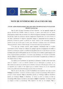 Lire la suite à propos de l’article NOTE DE SYNTHESE DES ANALYSES DE SOL